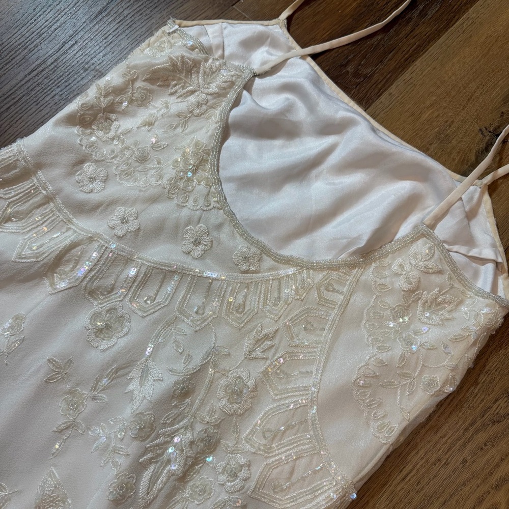 Vintage Y2K 100% Silk Beaded Dress Vintage Beaded Dress Vintage Wedding Dress - Picture 15 of 16